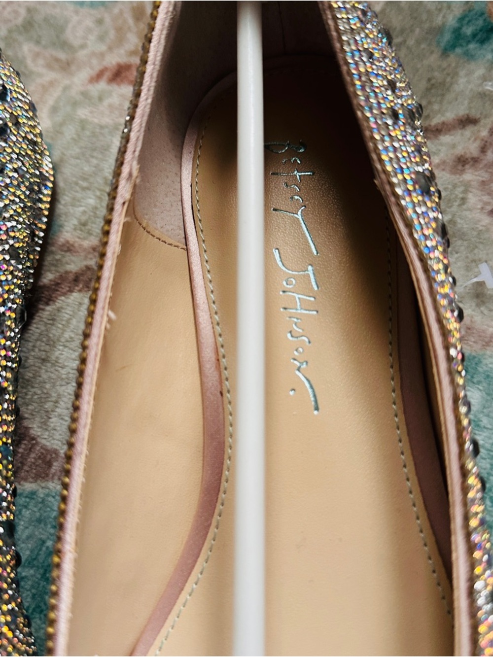 Crystal Embellished Nude Ballet Flat 8.5 - Picture 5 of 8